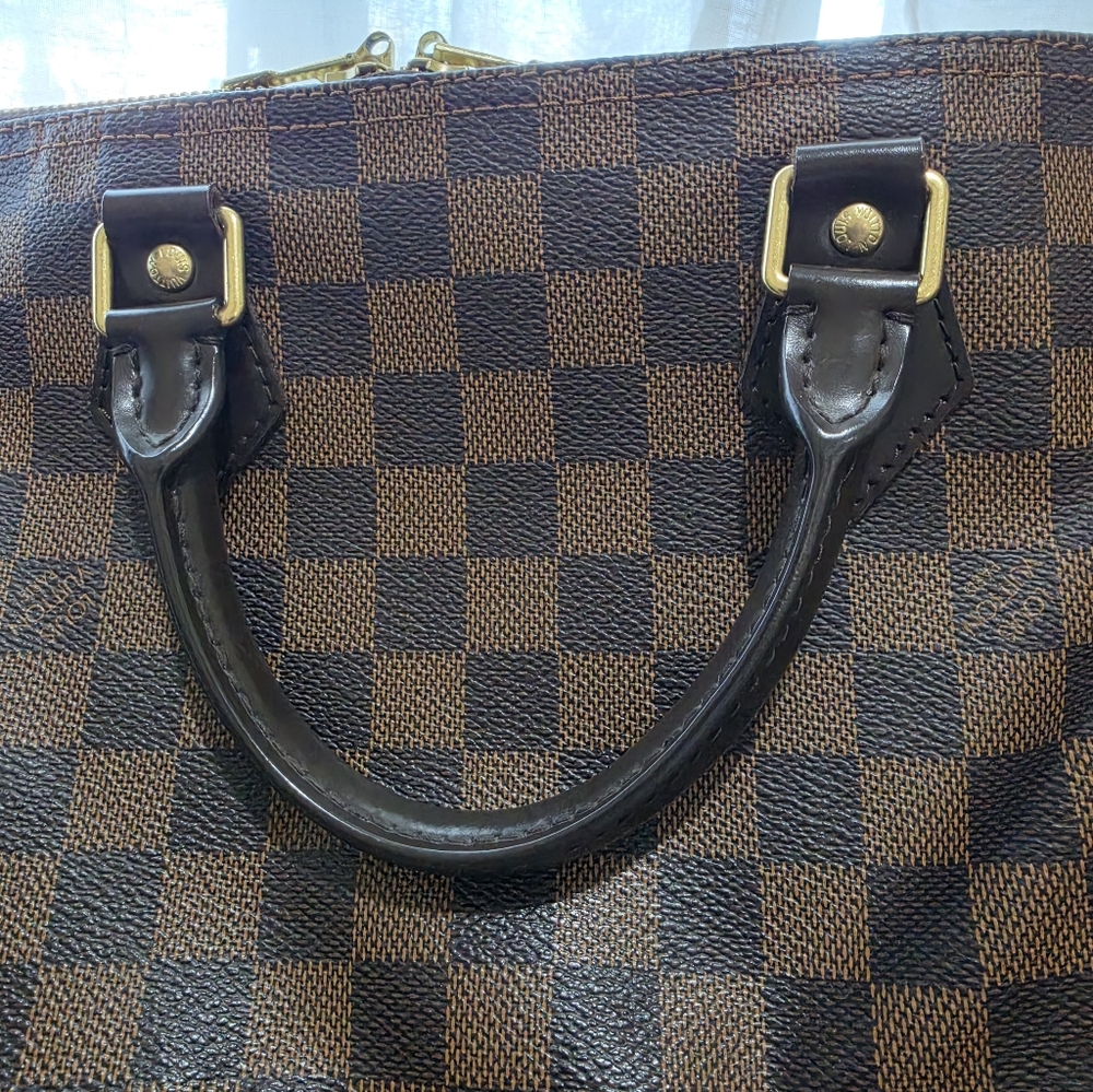 Louis Vuitton Brown Damier Ebene Satchel with Dark Brown Trim and Gold Hardware - Picture 7 of 13